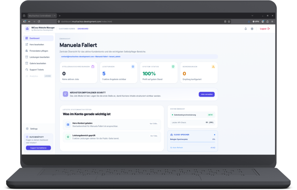 MiCasa Website Manager Vorschau